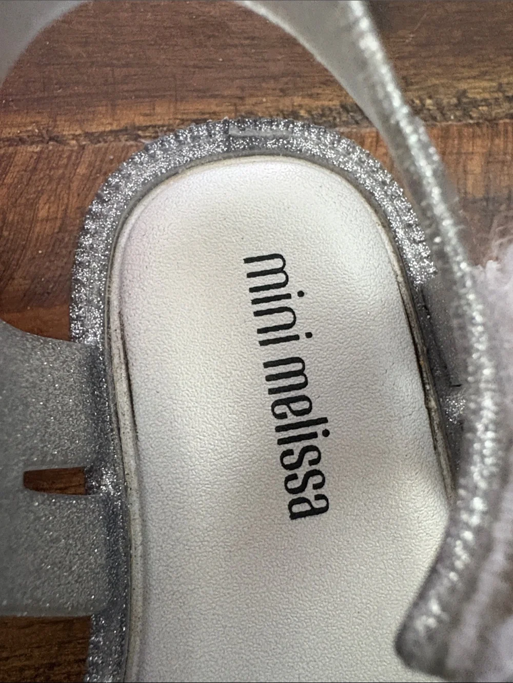 Mini Melissa Silver Glitter Jelly Sandals for Kids